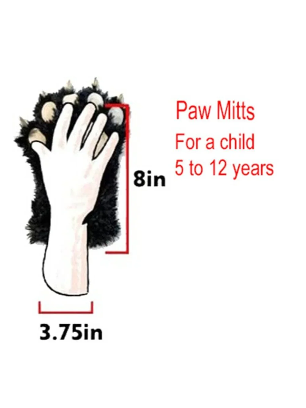 Lazy One Animal Paw Mittens Child One Size Soft Fur Unisex